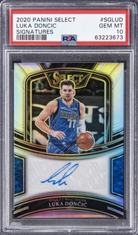 2020-21 Panini Select Signatures Silver Prizm #LUD Luka Doncic Signed Card (#18/49) - PSA GEM MT 10